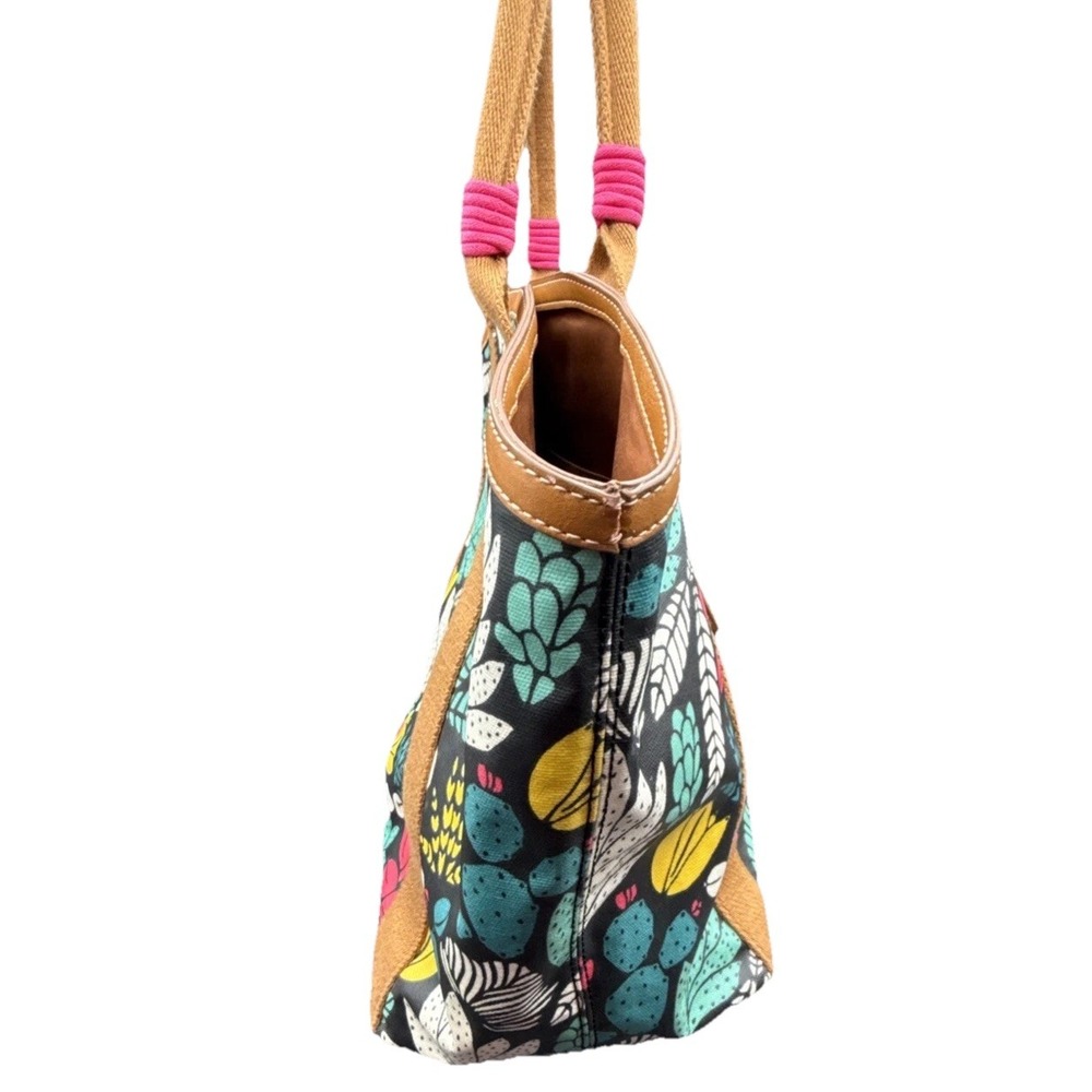 FOSSIL Large Eliza Beach Tote Dark Floral Coated Canvas Oversized Shoulder Bag - Picture 4 of 16